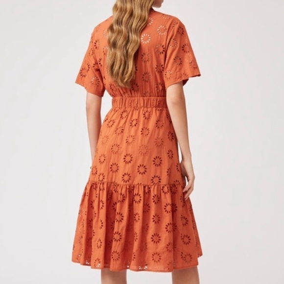 SUNCOO Chiara Eyelet Collared Dress-Terracotta. Size T3, Large - Picture 2 of 11